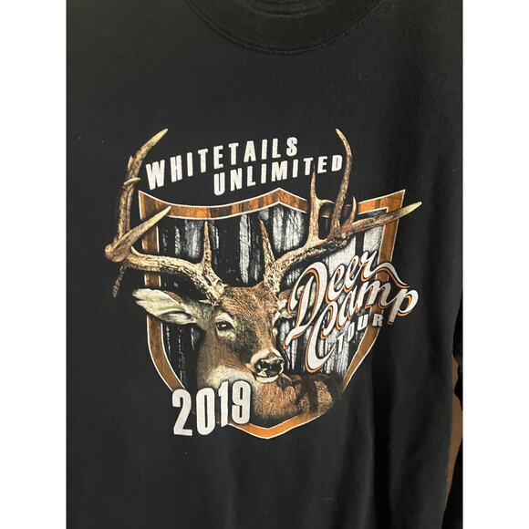 Whitetails Unlimited T Shirt Men's M Black Ultra Cotton Deer Camp Matthews 2019 - Picture 4 of 8